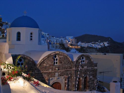 Santorini, Oia, Naktis, Bažnyčia, Graikija