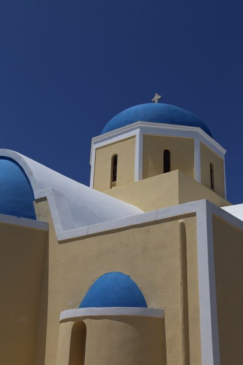 Santorini, Bažnyčia, Graikija, Mėlynas, Kelionė, Oia, Turizmas, Architektūra, Sala