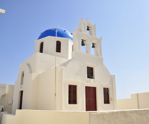 Santorini, Dangus, Mėlynas, Graikų Sala, Graikija, Bažnyčia, Architektūra, Religija