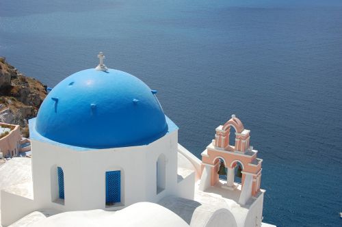 Santorini, Mėlynas, Jūra, Graikija, Bažnyčia, Šventė, Spalva