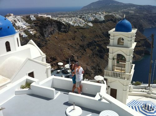 Santorini, Meilė, Graikija, Romantika, Romantiškas, Pora, Architektūra, Kraštovaizdis, Miestas, Miestas, Miesto Panorama