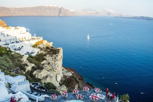 Santorini, Oia, Graikija, Sala, Aegean, Architektūra, Vasara, Kelionė, Kraštovaizdis, Turizmas, Atostogos, Europa, Gamta, Viduržemio Jūros