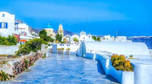 Santorini, Oia, Graikija, Aegean, Architektūra, Kraštovaizdis, Turizmas, Balta, Pastatas, Europa, Viduržemio Jūros