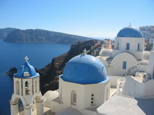 Santorini, Viduržemio Jūros, Mėlynas, Graikų Kalba, Sala, Jūra, Kelionė, Graikija, Gražus, Šventė, Kaldera