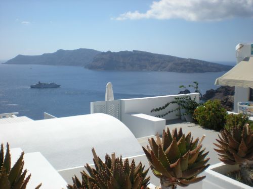 Santorini, Graikų Sala, Graikija, Jūrų, Gėlės, Kaldera