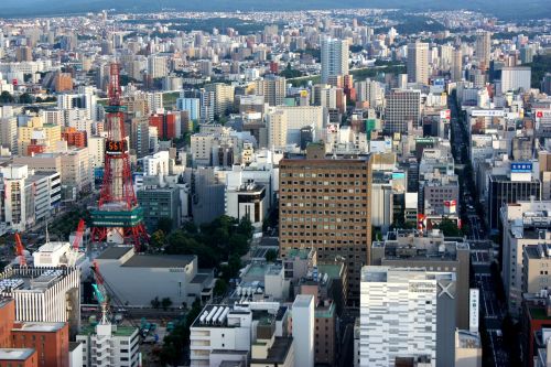 Sapporo, Miesto Panorama, Hokaidas, Japonija, Pastatai, Miesto