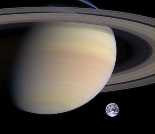 Saturn, Planeta, Žemė, Dydžio Palyginimas, Žiedas, Erdvė, Kosmoso Kelionės, Saulės Sistema