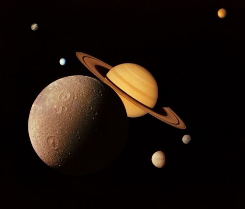 Saturn, Montavimas, Mėnuliai, Kosmosas, Erdvė, Planeta, Kompozicija