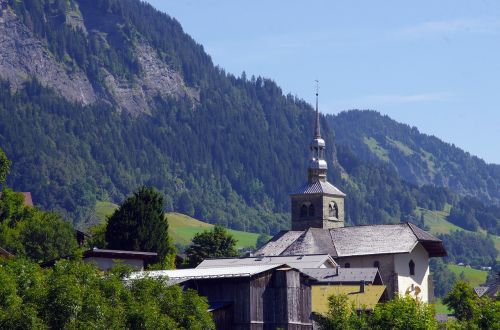 Savoie, Alpės, Saint-Nicolas-La-Chapel, Bažnyčia, Kaimas, Panorama, Kalnų Kaimas, Kraštovaizdis, Varpinė