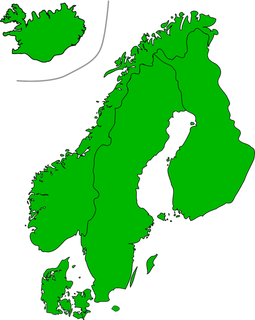 Skandinavija, Žemėlapis, Šalyse, Švedija, Denmark, Norvegija, Iceland, Finland, Nemokama Vektorinė Grafika
