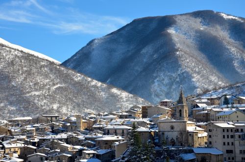 Scanno, Abruzzo, Sniegas, Žiema, Miestas, Italy