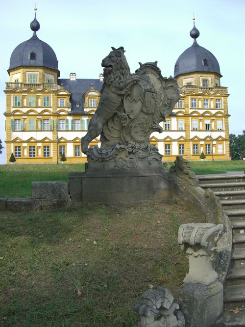 Schloss Seehof, Memmelsdorf, Parkas, Liūto Skulptūra, Akmeniniai Laiptai