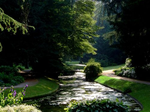 Schlossgarten, Benrath, Diuseldorfas, Parko Tiltas, Pilies Tvenkinys, Parkas, Pilies Parkas, Sodininkystė, Vokietija