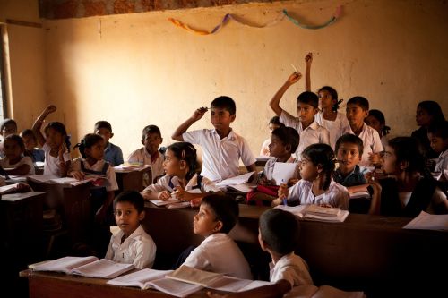 Mokykla, Klasė, Vaikai, Berniukai, Mangalore, Indija