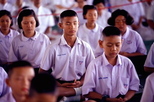 Mokykla, Berniukai, Mergaitės, Budistams, Medituoti, Wat, Phra Dhammakaya, Dhammakaya Pagoda, Budizmas, Tailandas