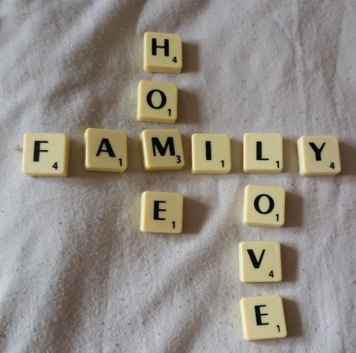 Scrabble, Šeima, Namai, Meilė, Plytelės