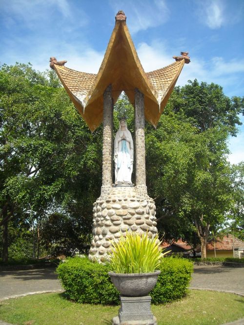 Skulptūra, Marija, Bažnyčia, Katalikų, Kediri, Indonesian