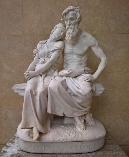 Skulptūra, Menas, Statula, Marmuras, Oedipus, Colon, Vyras, Moteris, Muziejus, Orsay, Paris, France