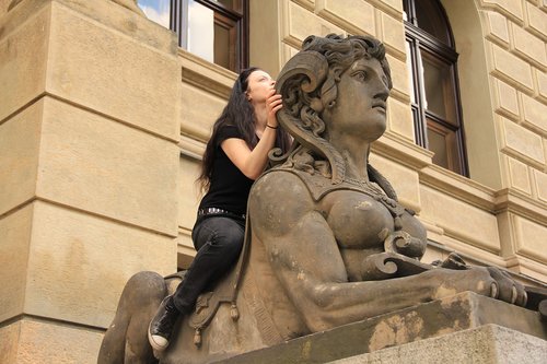 Skulptūra,  Praha,  Čekija,  Sphinx,  Mergina,  Architektūra,  Statula,  Akmuo,  Turizmas,  Europa