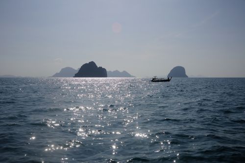 Jūra, Saulė, Trang, Tailandas, Valtis, Atspindys