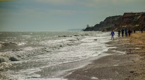 Jūra, Odessa, Žmonės, Šuo, Vaikščioti, Horizontas