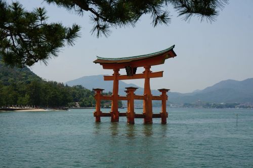 Jūra, Japonija, Hiroshima, Miyajima, Herukušimo Šinto Šventovė, Torija