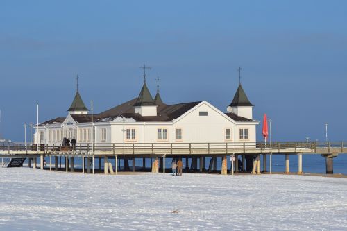 Baltijos Jūra, Seebad Ahlbeck, Žiema, Papludimys, Jūros Tiltas