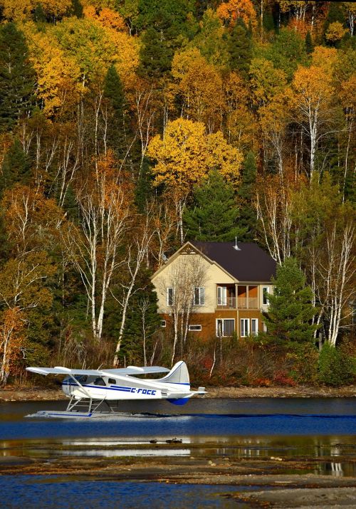 Hidroplanas, Rudens Kraštovaizdis, Gamta, Vanduo, Ežeras, Kritimas, Québec, Kanada