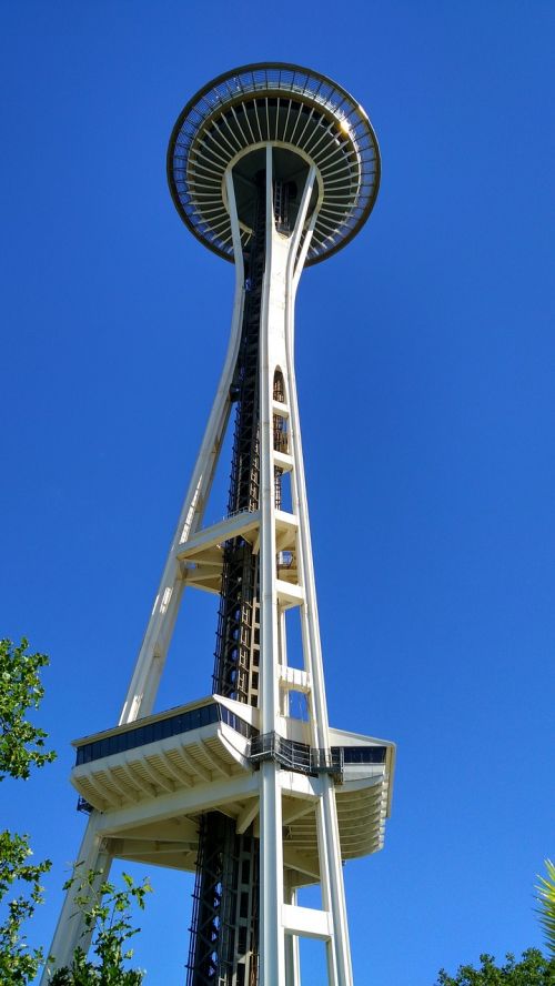 Seattle, Skyneedle, Mėlynas Dangus, Orientyras, Kraštovaizdis