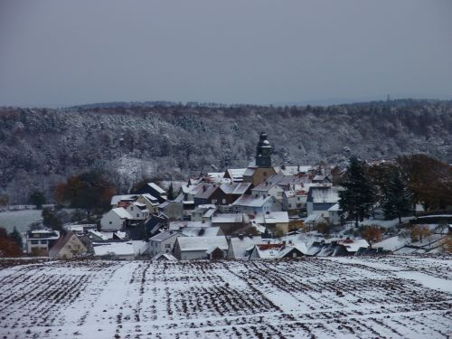Sebbeterode, Vokietija, Winterbeeld, Sniegas