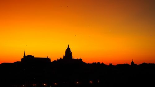 Segovia, Katedra, Saulėlydis, Profilis, Raudona, Geltona