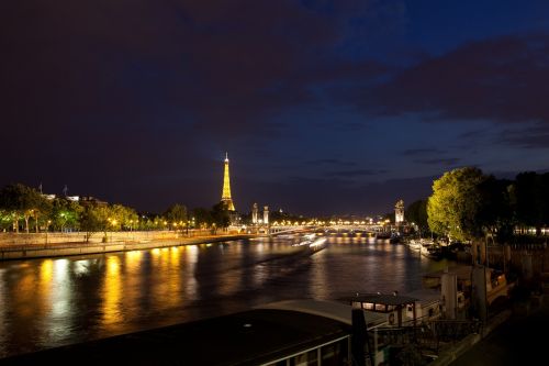 Seine, Bokštas, Eifelis, Miesto Naktį, Paris