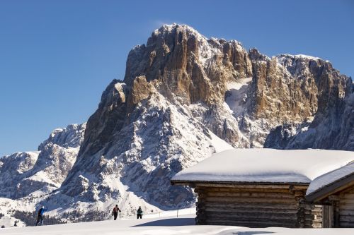 Stover Alm, Dviračių Slidinėjimas, Žiema, Dolomitai, South Tyrol, Kalnai, Namelis, Sniegas, Žiemos Sportas