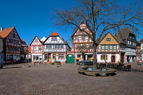 Seligenstadt, Hesse, Vokietija, Senamiestis, Fachwerkhaus, Santūra, Architektūra, Lankytinos Vietos