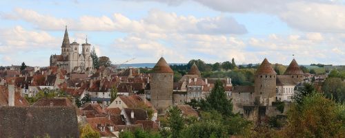 Semur Auxois, Miestas, Burgundija, Bažnyčia, Pilis, Važiuoklės, Namai, Yonne, Stogai