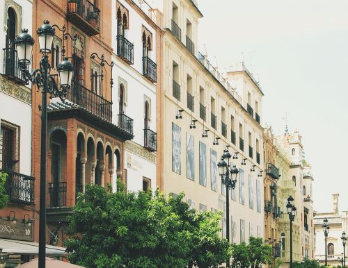 Sevilla, Ispanija, Pastatai, Architektūra, Lempos Įrašai, Miesto, Miestas, Balkonai