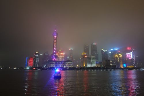 Šanchajus, Rytų Perlų Tv Bokštas, Naktinis Vaizdas