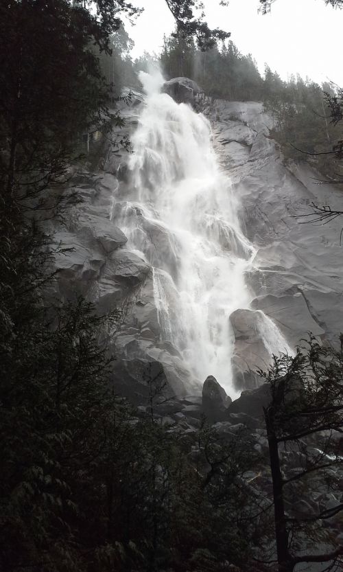 Shannon Falls, Britų Kolumbija, Skalauti, Akmenys, Krioklys, Parkas, Migla