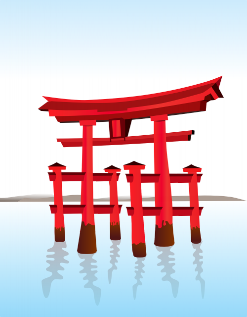 Shinto, Japanese, Vartai, Architektūra, Pastatas, Kultūra, Japonija, Nemokama Vektorinė Grafika