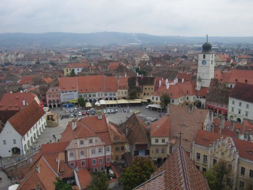 Sibiu, Transilvanija, Maža Rinka, Pastatai, Senamiestis, Romanija