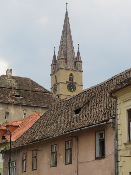 Sibiu, Transilvanija, Stogai, Bažnyčios Bokštas, Romanija, Pastatai