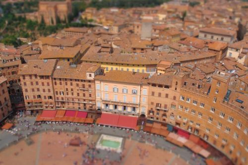 Siena, Italy, Piazza Del Campo, Pakreipti, Raudonas Stogas, Plotas, Vaizdas Iš Viršaus, Miestas, Senamiestis, Viduramžių Miestas, Architektūra, Gatvė