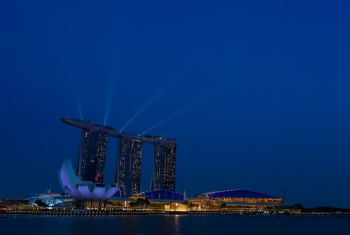 Singapūras,  Miestas,  Naktis,  Marina Bay Sands,  Art Mokslo Muziejus,  Miestovaizdis,  Miesto,  Skyline