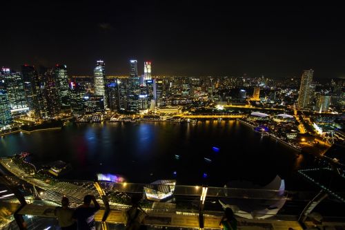 Singapūras, Naktinis Vaizdas, Marina Bay