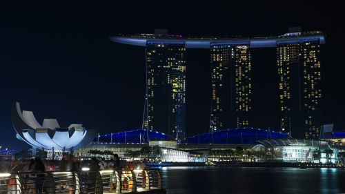 Singapūras, Naktis, Marina, Asija, Viešbutis, Architektūra