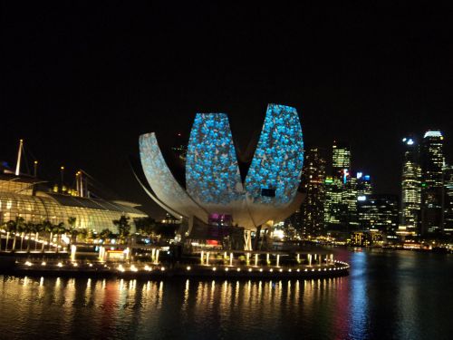 Singapūras,  Kelionė,  Architektūra,  Struktūra,  Violetinė,  Pastatas,  Žibintai,  Lengvas & Nbsp,  Poveikis,  Naktis,  Turizmo & Nbsp,  Vietoje,  Singapūras