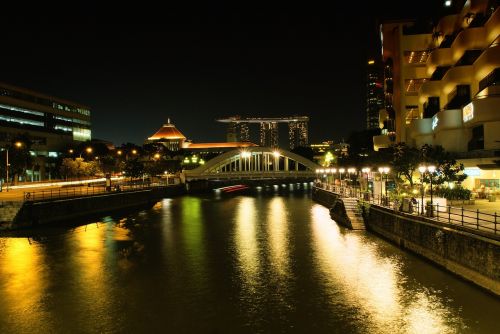 Singapūras, Naktis, Miestas, Architektūra, Miesto Panorama, Panorama