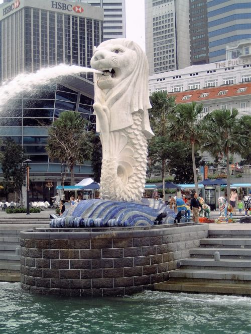 Singapūras, Liūtas, Fontanas, Vanduo, Asija