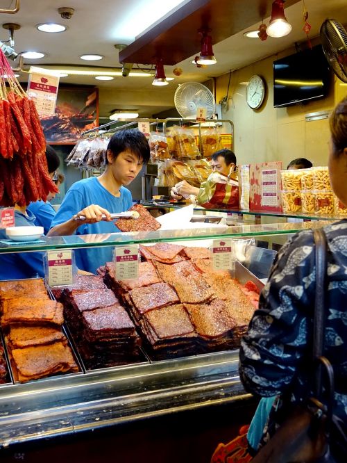 Singapūras, Chinatown, Grilio Griežinėliais Kiauliena, 肉干, Perdirbti Maisto Produktai, Kinai, Asian, Parduotuvė