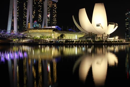 Singapūras, Naktis, Marina, Įlanka, Kazino, Turizmas, Verslas, Pritraukimas, Miesto Panorama, Pastatai, Vaizdingas, Atspindys, Vandenynas